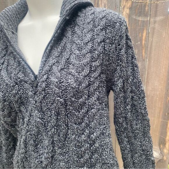 The Kooples Gray Zip Up Sweater with Cable Knit Design XS - Picture 9 of 11